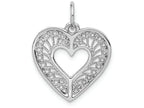 FJC Finejewelers 14k White Gold Solid Bright Cut Fancy Filigree Heart Charm