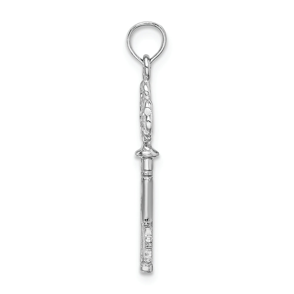 FJC Finejewelers 14k White Gold White 3d Key Charm with Triple Heart Top