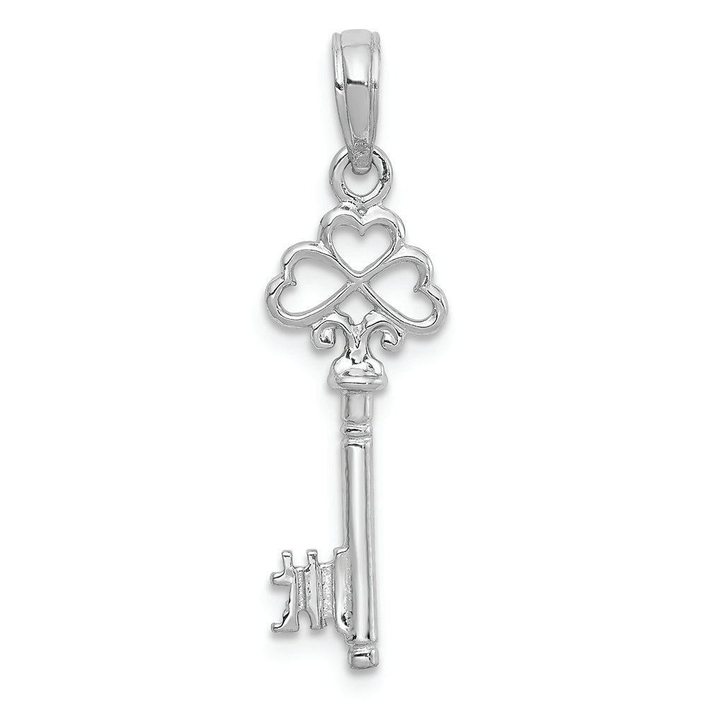 FJC Finejewelers 14k White Gold White 3d Key Charm with Triple Heart Top