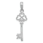 FJC Finejewelers 14k White Gold White 3d Key Charm with Triple Heart Top