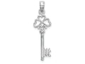 FJC Finejewelers 14k White Gold White 3d Key Charm with Triple Heart Top
