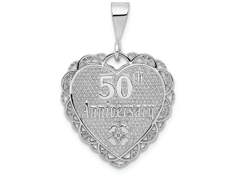 FJC Finejewelers 14k White Gold Polished Faceted Reversible 50th Anniversary Charm