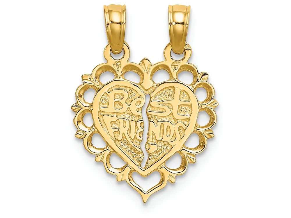 FJC Finejewelers 14k Yellow Gold Polished Best Friend 2 Piece Break-apart Heart Charm