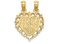 FJC Finejewelers 14k Yellow Gold Polished Best Friend 2 Piece Break-apart Heart Charm