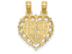 FJC Finejewelers 14k Yellow Gold Polished Best Friend 2 Piece Break-apart Heart Charm