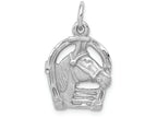 FJC Finejewelers 14k White Gold Bright Cut Horse Head In Horseshoe Charm