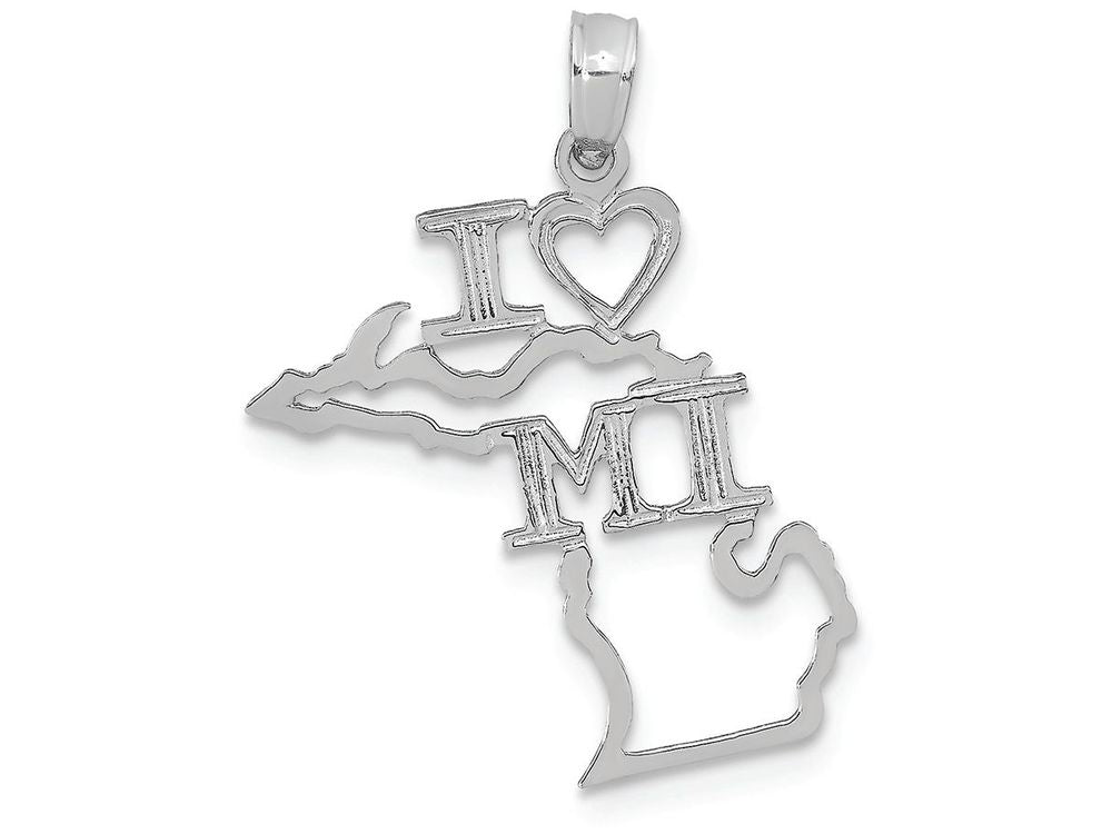 FJC Finejewelers 14k White Gold Solid Michigan State Charm