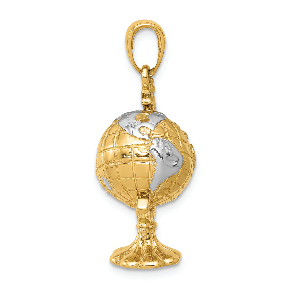 FJC Finejewelers 14k Yellow Gold with Rhodium 3D Moveable Globe Charm
