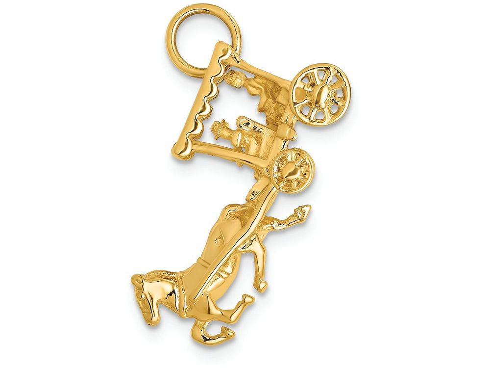 FJC Finejewelers 14k Yellow Gold Solid Polished 3d Horse Carriage Charm