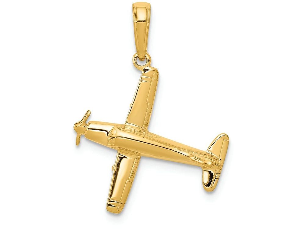 FJC Finejewelers 14k Yellow Gold 3d Low-wing Airplane Charm