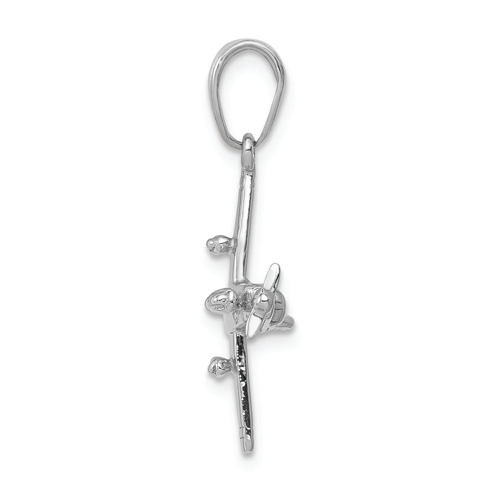 FJC Finejewelers 14k White Gold White 3d Low-wing Airplane Charm