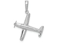 FJC Finejewelers 14k White Gold White 3d Low-wing Airplane Charm