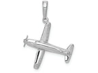 FJC Finejewelers 14k White Gold White 3d Low-wing Airplane Charm