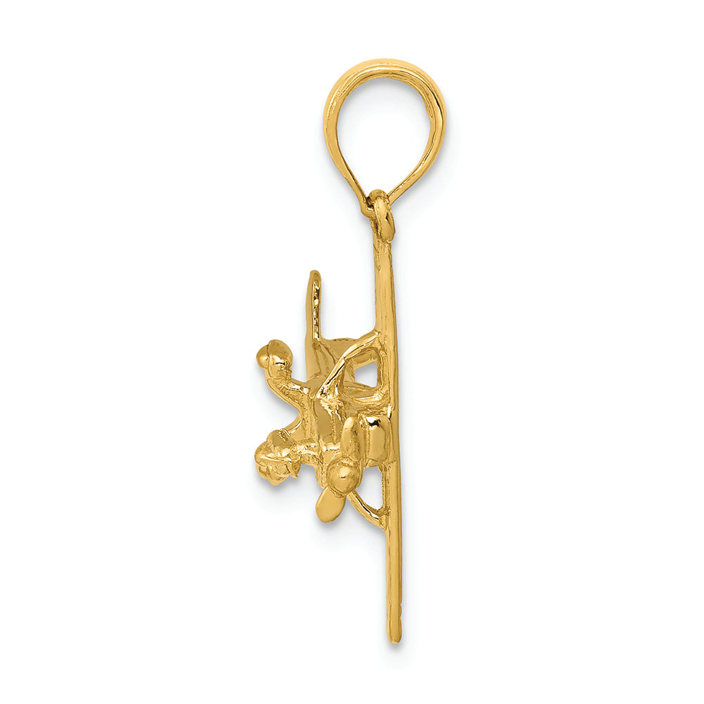 FJC Finejewelers 14k Yellow Gold 3d High-wing Airplane Charm