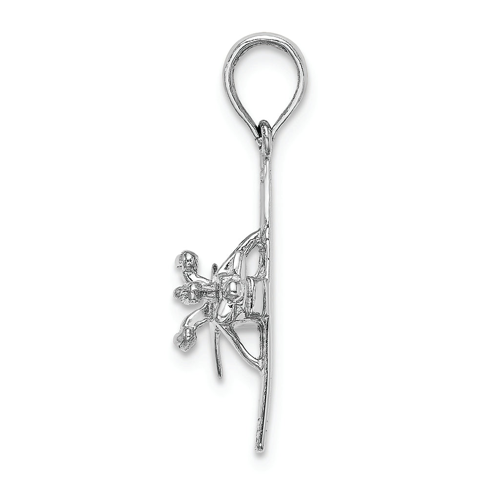 FJC Finejewelers 14k White Gold White 3d High Wing Airplane Charm