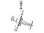 FJC Finejewelers 14k White Gold White 3d High Wing Airplane Charm