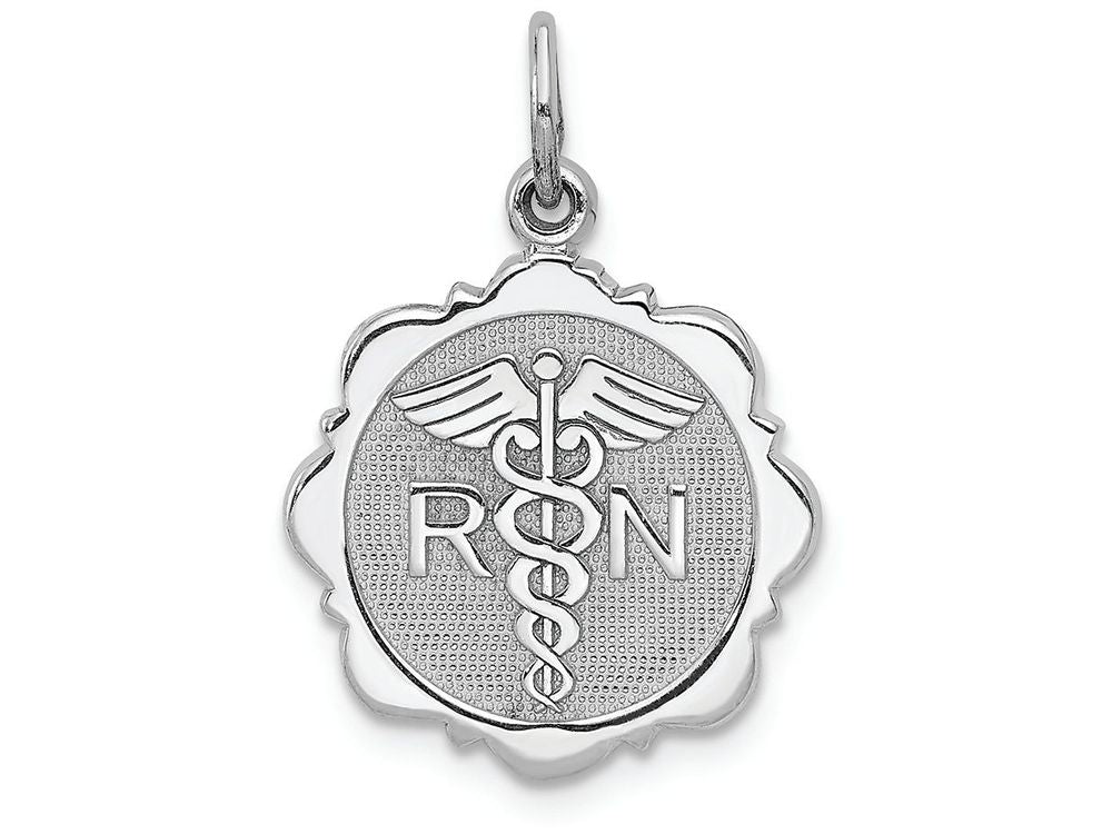 FJC Finejewelers 14k White Gold Registered Nurse Disc Charm