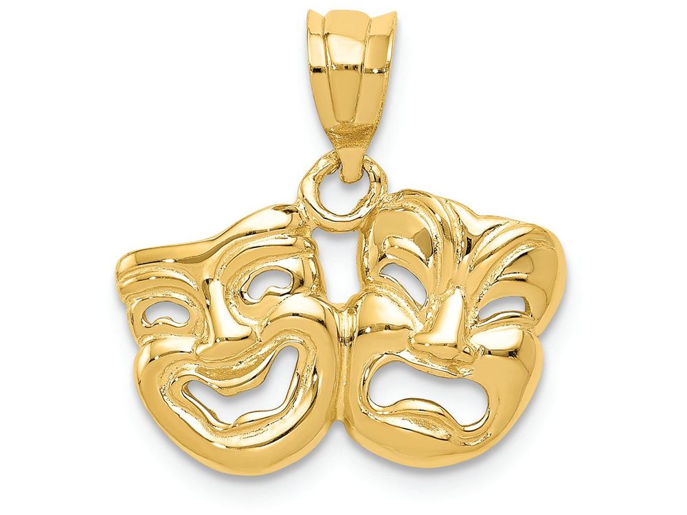 FJC Finejewelers 14k Yellow Gold Polished Open-backed Comedytragedy Charm