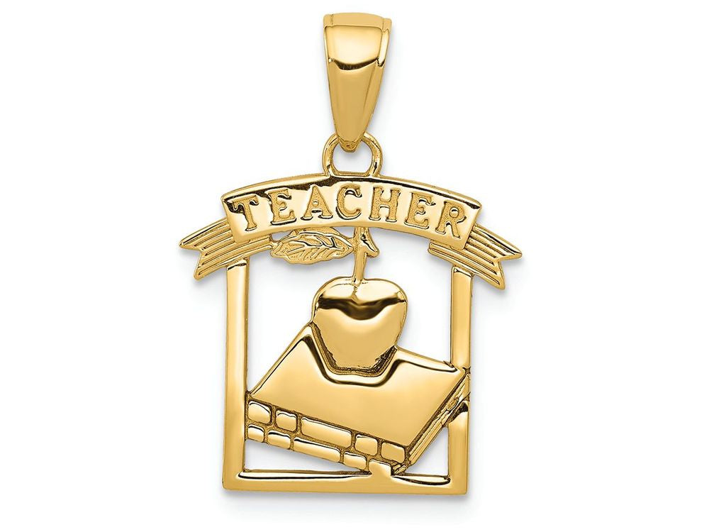 FJC Finejewelers 14k Yellow Gold Polished Flat-backed Teacher Frame Charm