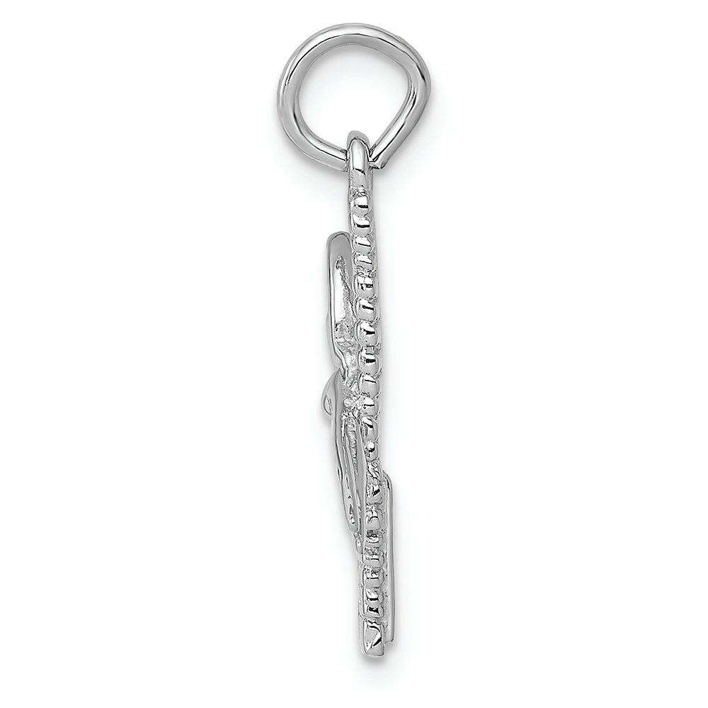 FJC Finejewelers 14k White Gold Polished Bright Cut Comb Scissors Charm