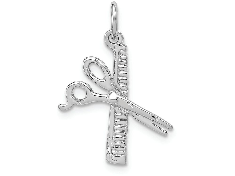 FJC Finejewelers 14k White Gold Polished Bright Cut Comb Scissors Charm