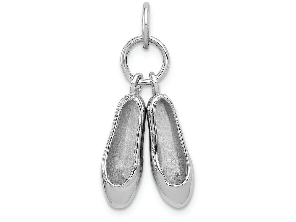 FJC Finejewelers 14k White Gold Solid Polished 3d Moveable Ballet Slippers Charm