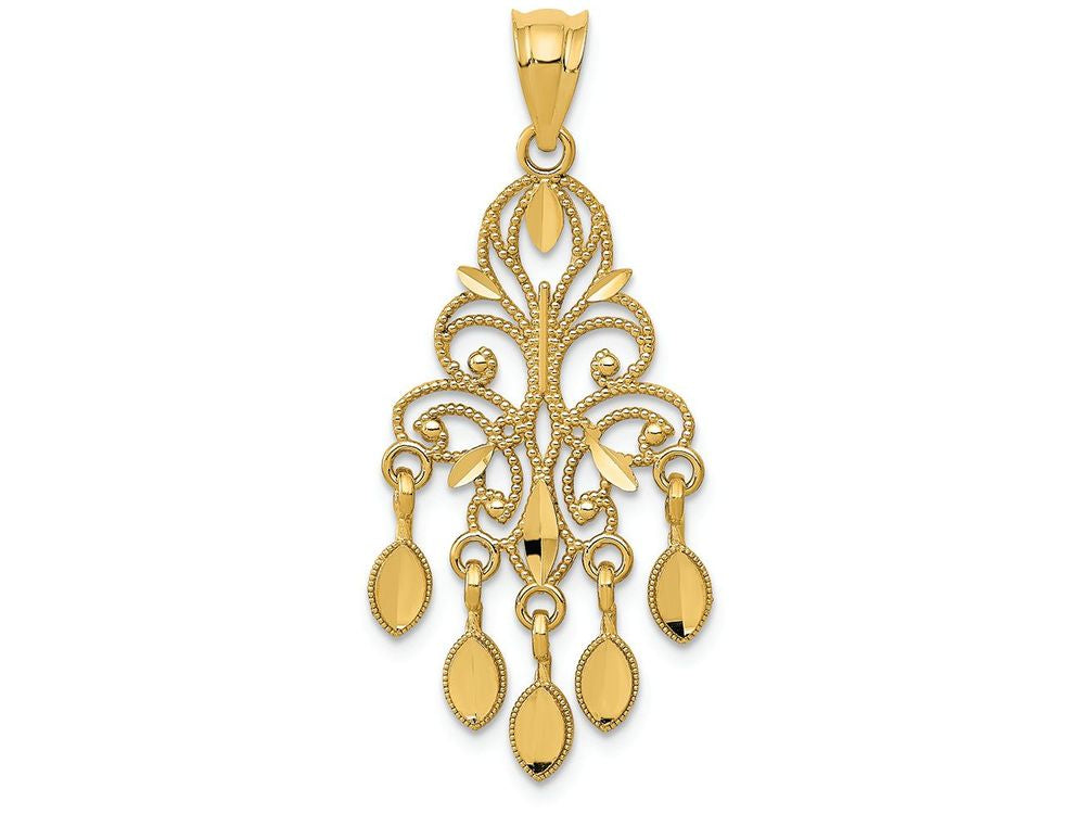 FJC Finejewelers 14k Yellow Gold Polished Bright Cut Chandelier Charm