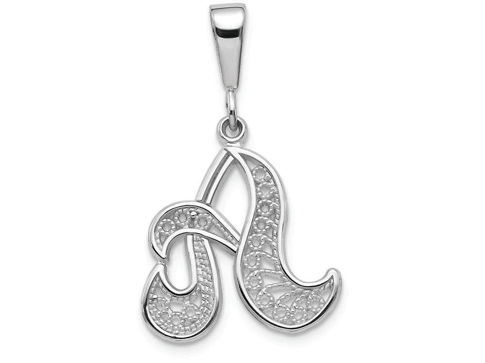 FJC Finejewelers 14k White Gold Solid Polished Filigree Initial A Charm
