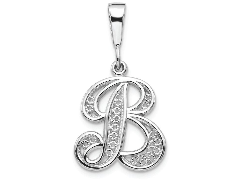 FJC Finejewelers 14k White Gold Solid Polished Filigree Initial B Charm