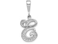 FJC Finejewelers 14k White Gold Solid Polished Filigree Initial E Charm