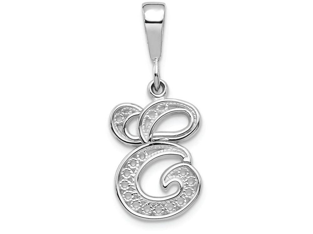 FJC Finejewelers 14k White Gold Solid Polished Filigree Initial E Charm