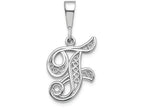 FJC Finejewelers 14k White Gold Solid Polished Filigree Initial F Charm