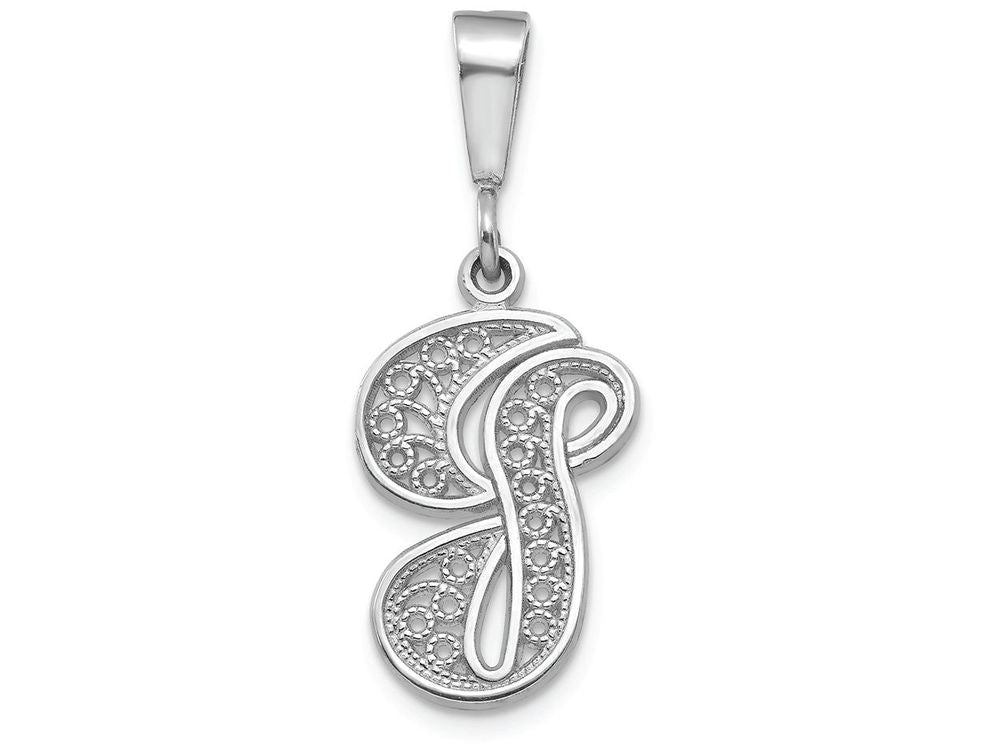 FJC Finejewelers 14k White Gold Solid Polished Filigree Initial G Charm