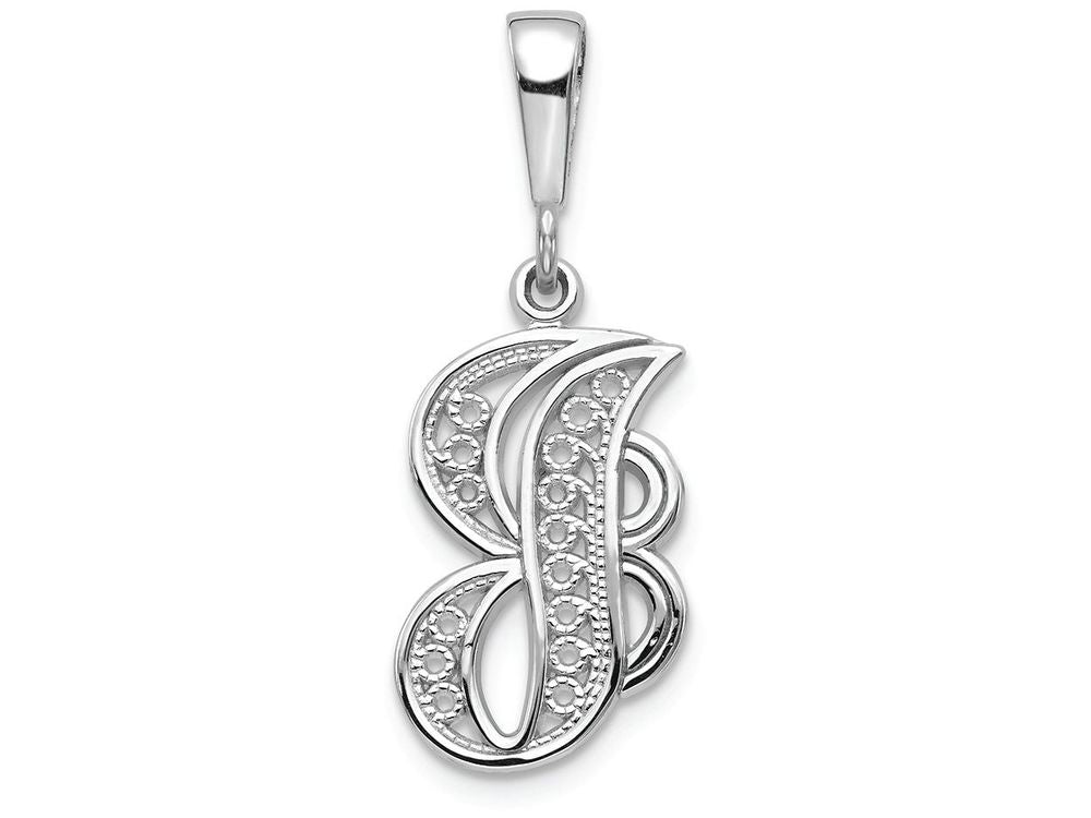 FJC Finejewelers 14k White Gold Solid Polished Filigree Initial J Charm