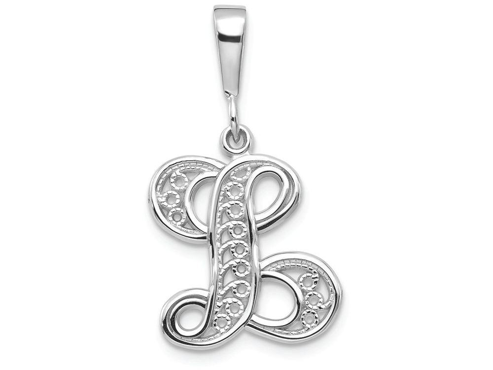 FJC Finejewelers 14k White Gold Solid Polished Filigree Initial L Charm