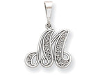 FJC Finejewelers 14k White Gold Solid Polished Filigree Initial M Charm