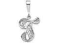 FJC Finejewelers 14k White Gold Solid Polished Filigree Initial T Charm