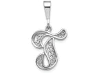 FJC Finejewelers 14k White Gold Solid Polished Filigree Initial T Charm