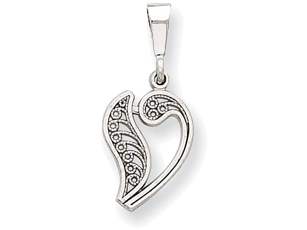 FJC Finejewelers 14k White Gold Solid Polished Filigree Initial V Charm