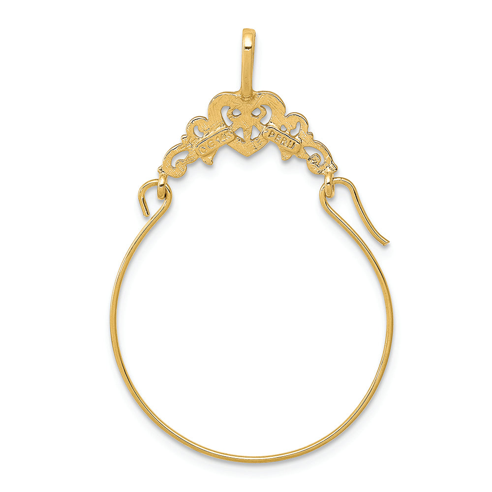 FJC Finejewelers 14k Yellow Gold Polished Filigree Heart Charm Holder