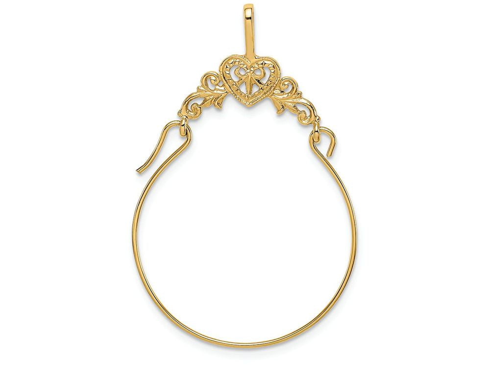 FJC Finejewelers 14k Yellow Gold Polished Filigree Heart Charm Holder