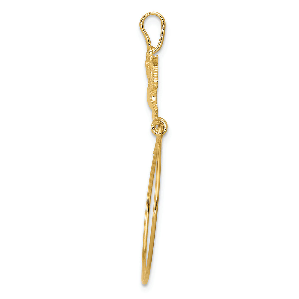 FJC Finejewelers 14k Yellow Gold Polished Doves Bow Charm Holder