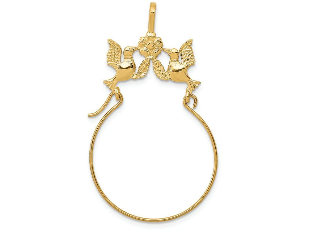FJC Finejewelers 14k Yellow Gold Polished Doves Bow Charm Holder