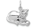FJC Finejewelers 14k White Gold Bright Cut Satin Open-backed Cat Charm
