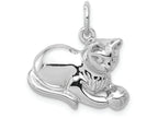 FJC Finejewelers 14k White Gold Bright Cut Satin Open-backed Cat Charm