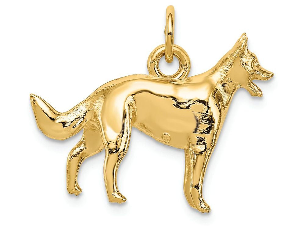FJC Finejewelers 14k Yellow Gold Solid Polished 3d German Shepherd Charm