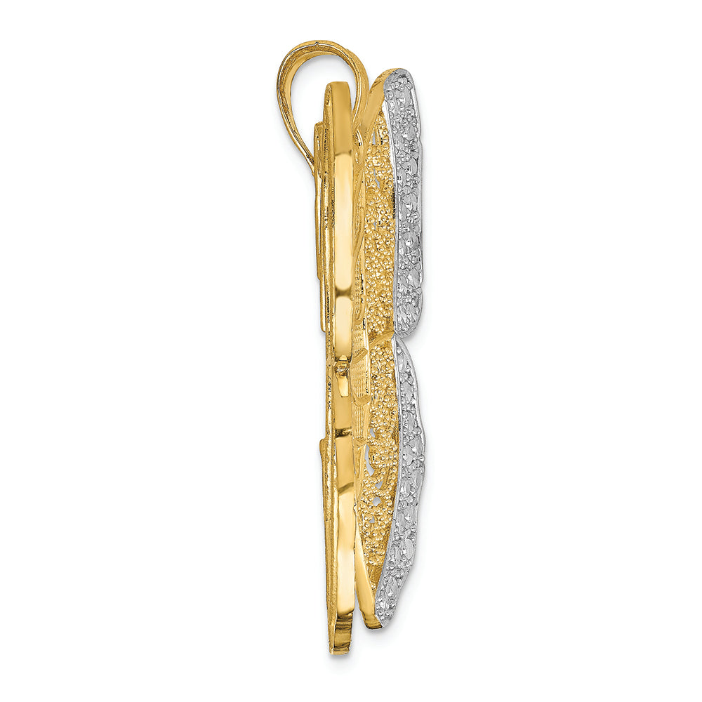 FJC Finejewelers 14k Yellow Gold with Rhodium Solid Polished Bright Cut Filigree Butterfly Charm