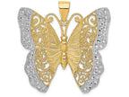 FJC Finejewelers 14k Yellow Gold with Rhodium Solid Polished Bright Cut Filigree Butterfly Charm