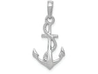 FJC Finejewelers 14k White Gold White 3d Anchor with Rope Polish Charm
