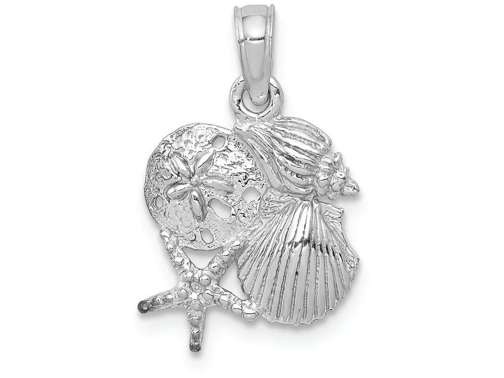 FJC Finejewelers 14k White Gold White Four Shell Mini Cluster Charm